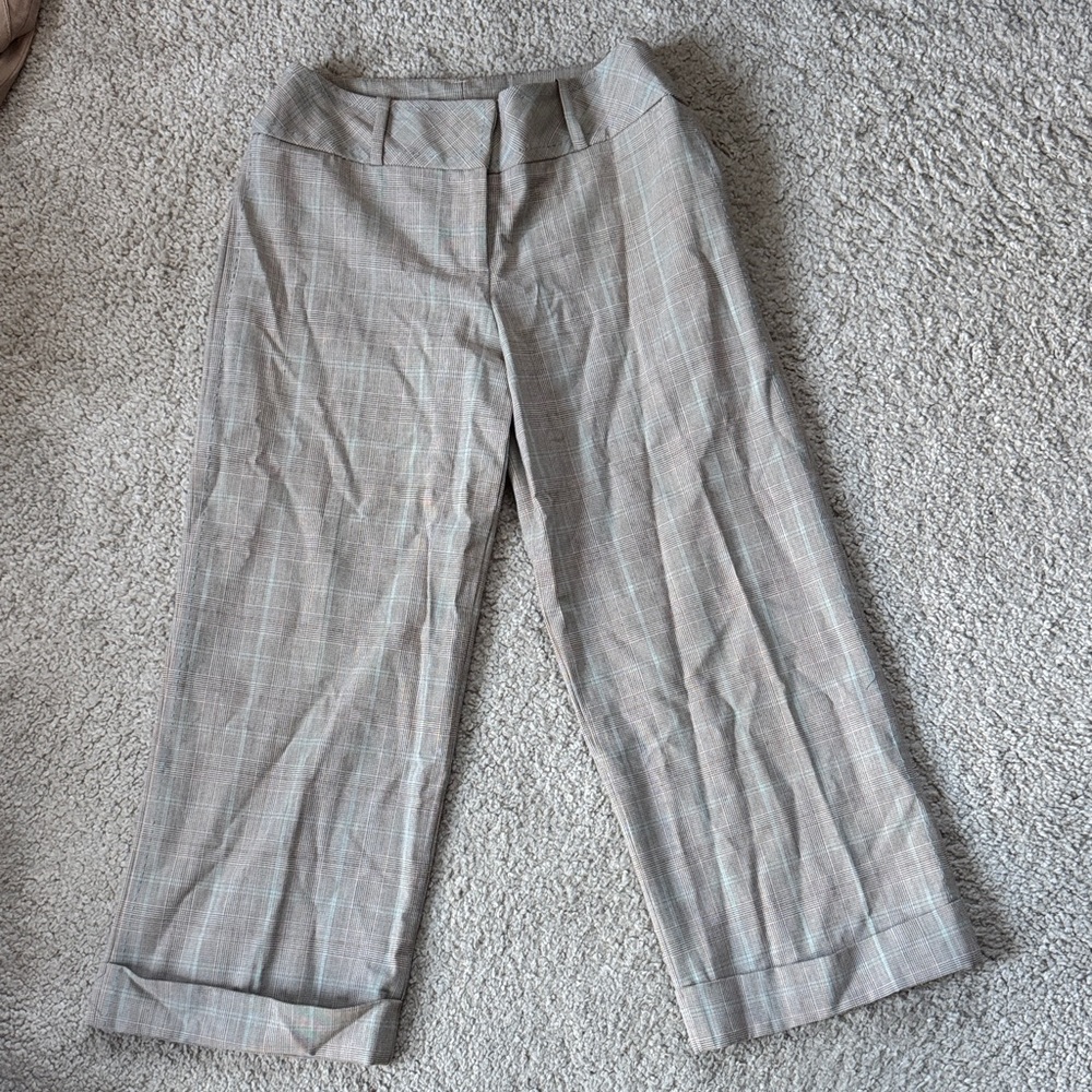 Bebe Plaid Cropped Trousers